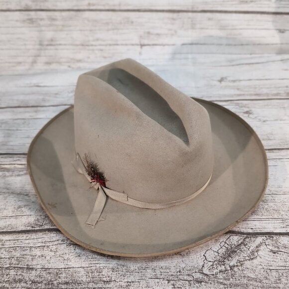 Vintage Royal Stetson Open Road Beige Felt Cowboy Hat – Men’s - Picture 1 of 10